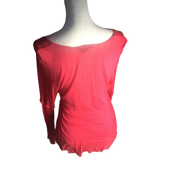 Boston Proper Plunging Neckline Red Top* Long Sleeve Blouse*Stretchy*EUC *Large - Picture 3 of 6